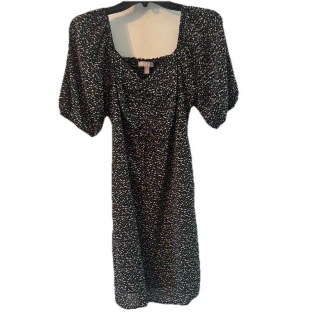 Chelsea28 Puff Sleeve Sweetheart Neck Mini Dress Black/White Size Small
